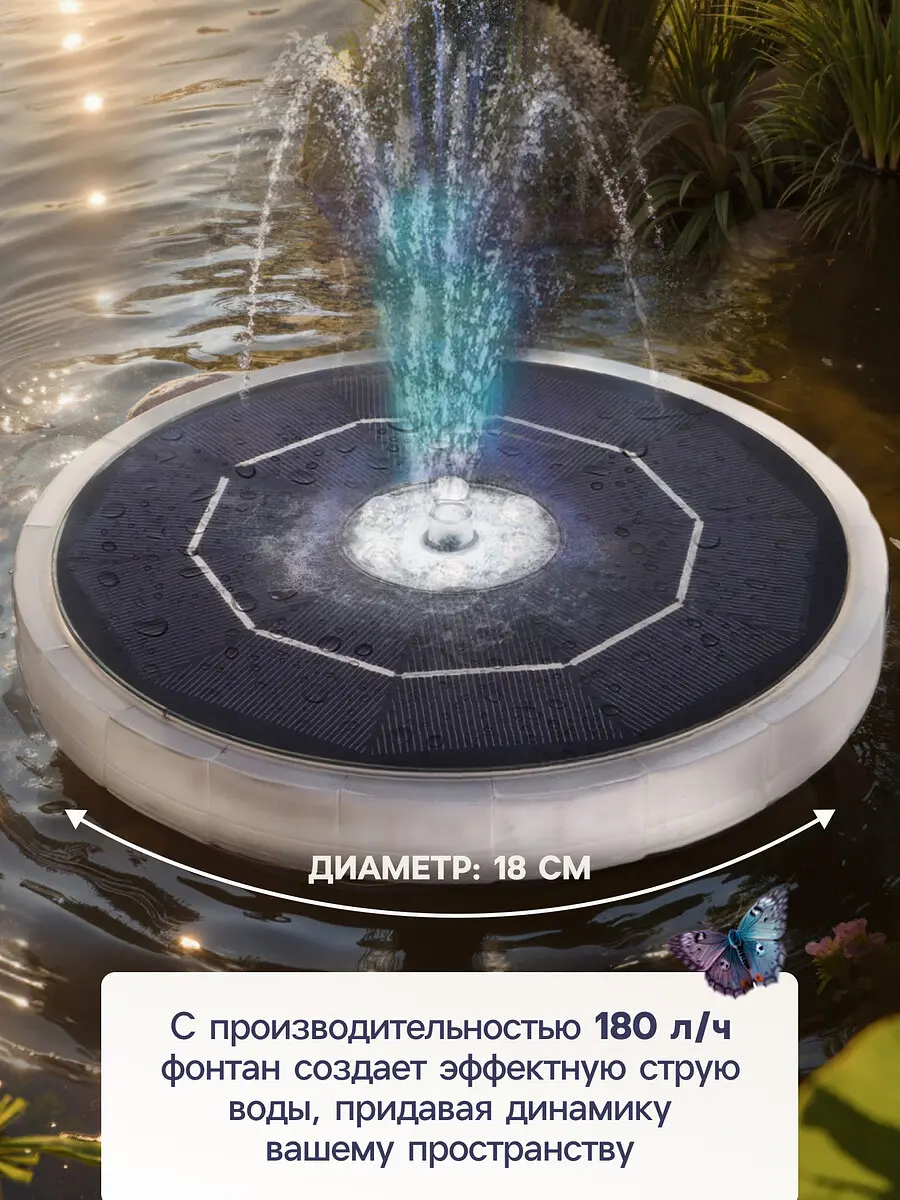 Фонтан садовый с подсветкой jt-180-23 led — для декор — фото 4