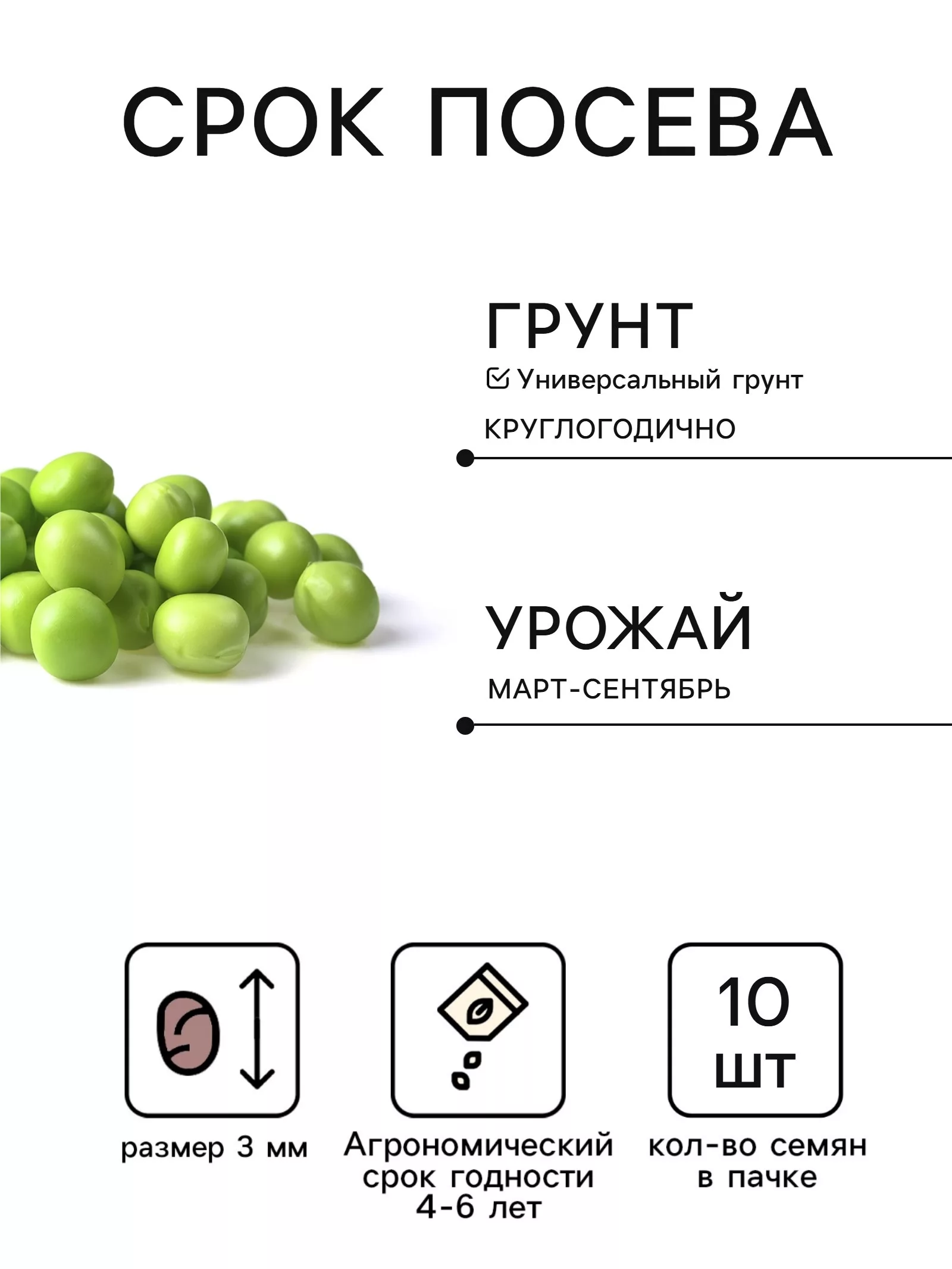 Семена Горох овощной сахарный «Оконный малыш» — для огород — фото 2