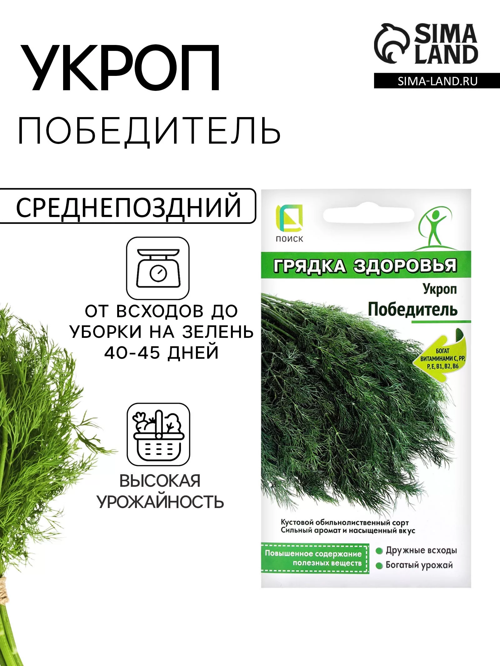 Семена Укроп "Победитель" (сер.Грядка здоровья) — для огород