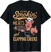 Старая грядка копченые meats и хлопающие щеки смешная BBQ футболка подарок унисекс — для огород — фото 2