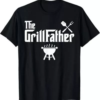 Футболка The Grillfather Смешная Гриль Коптильня Барбекю Шеф-повар Папа S чёрный — для отдых — фото 3