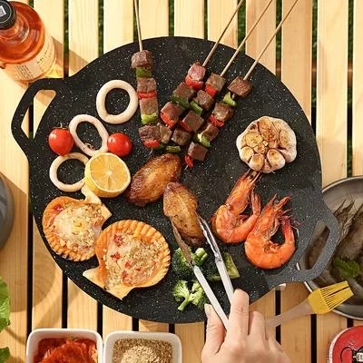 Жарочные круглые сковороды Корейский алюминий С антипригарным покрытием Сковорода-гриль — для отдых — фото 7