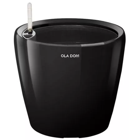 Кашпо круглое Ola Dom Deluxe 49х46 см черное с автополивом — для полив