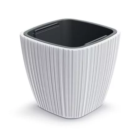 Кашпо квадратное Prosperplast Oro 29х29 h27 см белый с вкладышем — для декор