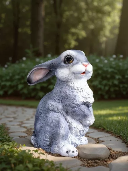 Садовая фигура из полистоуна «Зайка-лапочка» — для огород