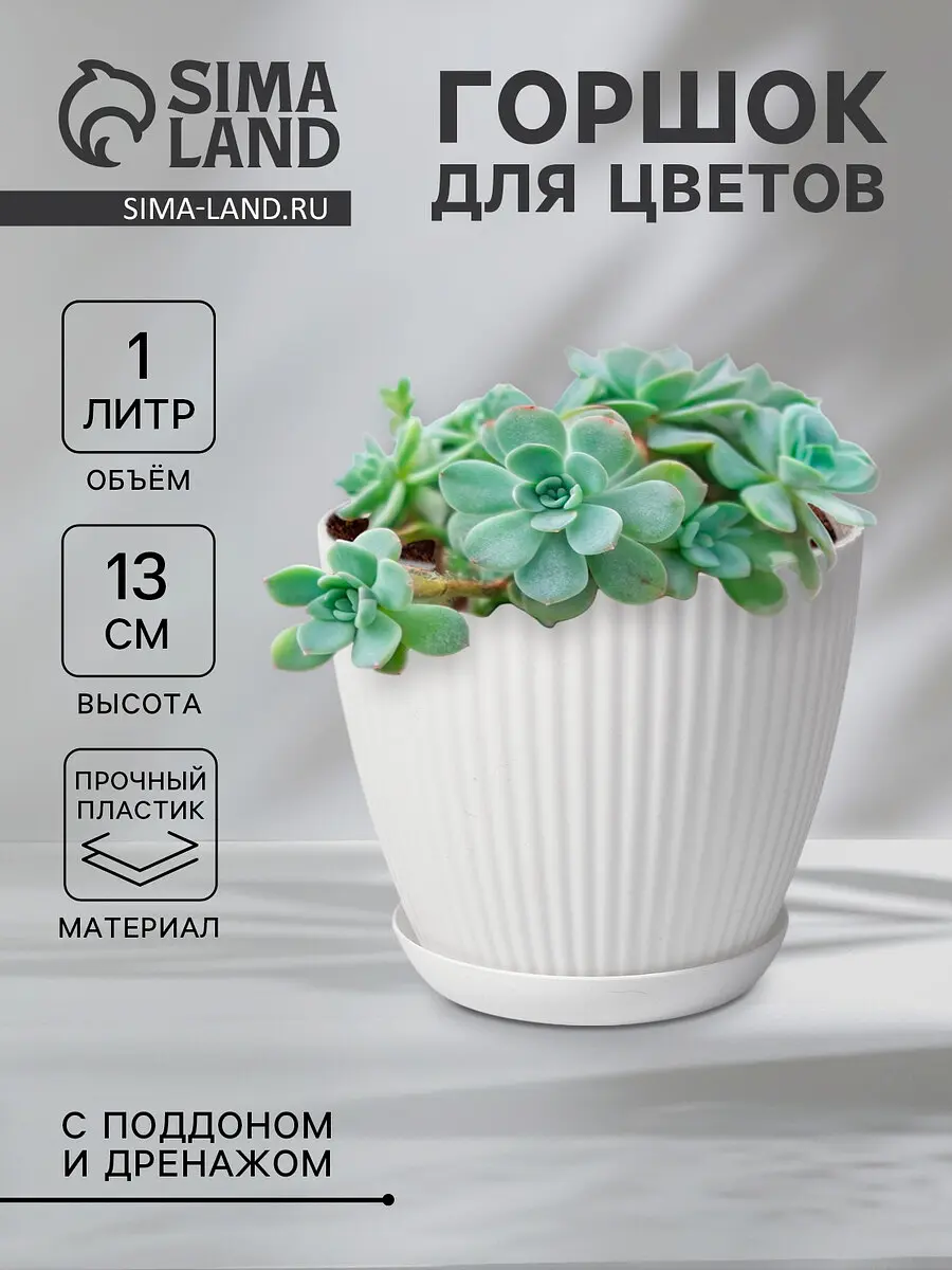 Горшок для цветов с поддоном ribbed — для полив