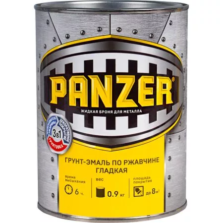 Грунт-эмаль Panzer 3 в 1 по ржавчине гладкая белая 0 — для огород