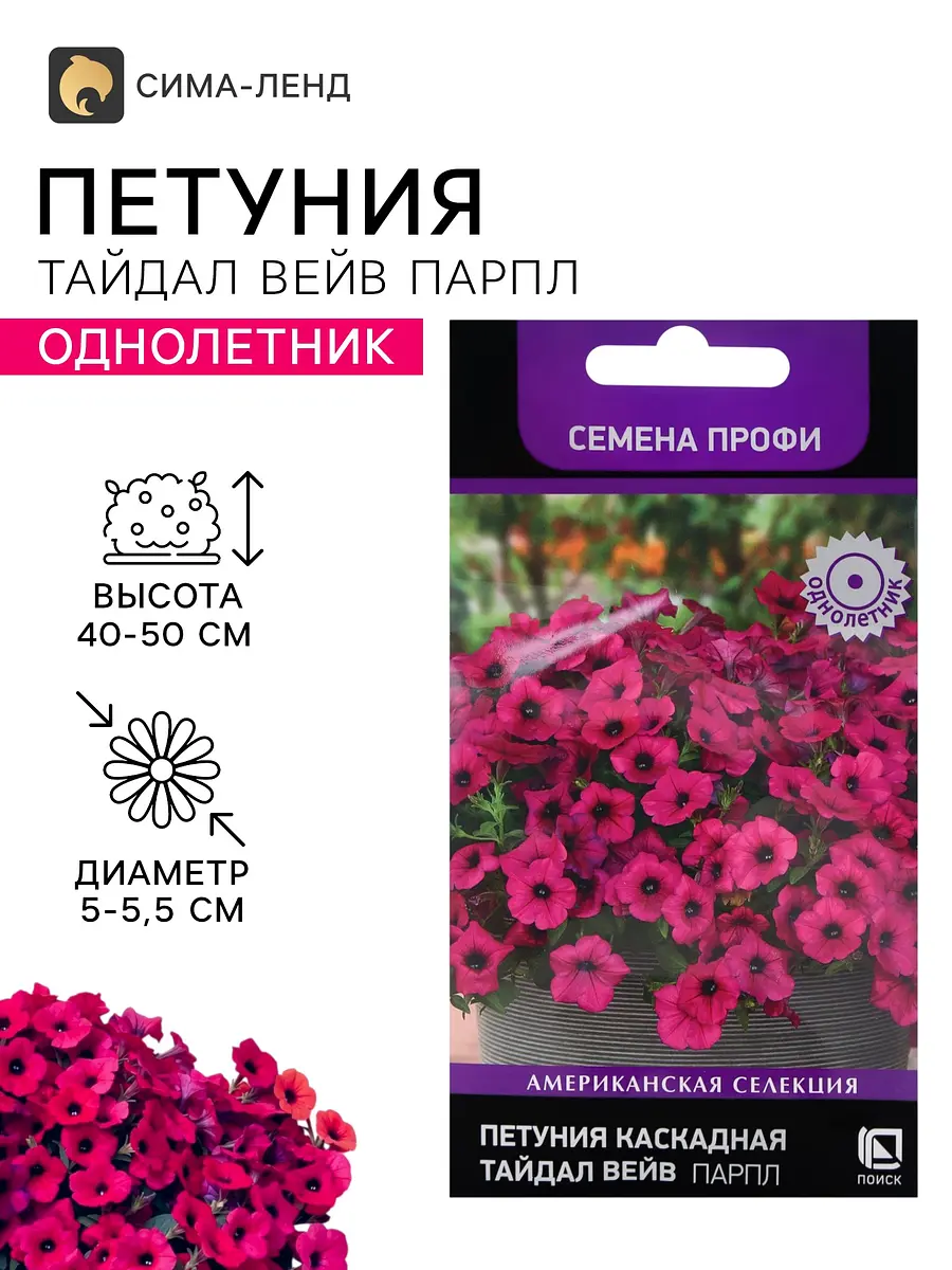 Семена цветов петуния каскадная тайдал вейв парпл — для огород