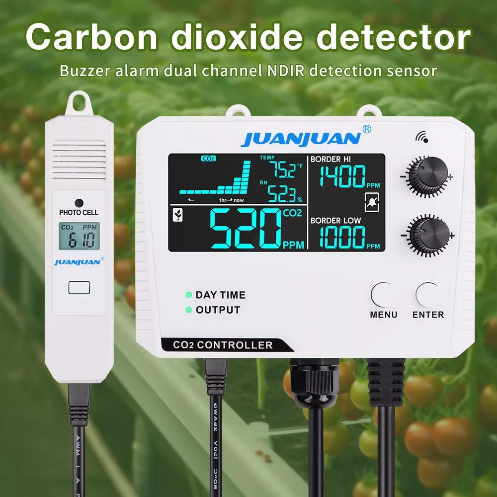 Цифровой контроллер CO2 Монитор качества воздуха 0~5000ppm Детектор концентрации — для теплица — фото 4