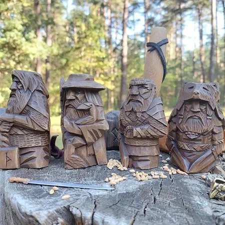 4 шт./комплект Один Тор Тюр Ульфхеднар Норвежский Языческий Смоляная Викингов Статуэтка — для участок