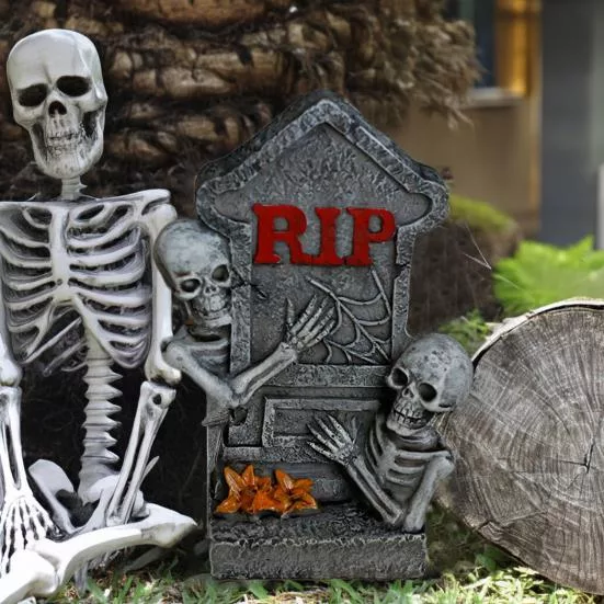 Хэллоуин Статуя Надгробия Украшение Жуткая Смола RIP Скелет Надгробная Плита Фигурка — для декор — фото 4
