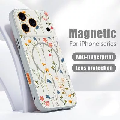 Чехол с принтом «Сад цветов» для iPhone 17 Pro Max Магнитный для Magsafe Гибридная — для участок — фото 3