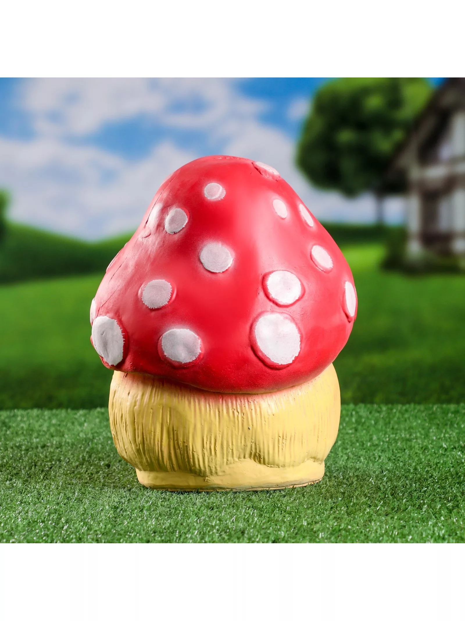 Садовая фигура из гипса «Лягушка на мухоморе» — для огород — фото 5