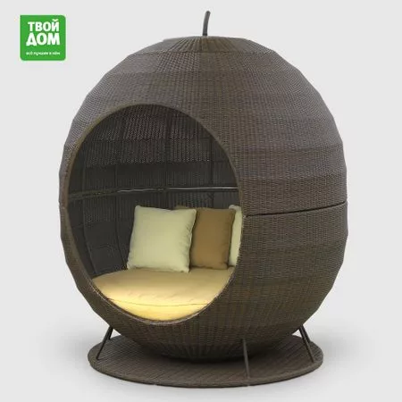Диван-шезлонг Rattan grand Apple коричневый 170х170х220 см — для отдых