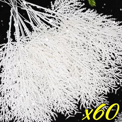 60/10 шт. Рождественские белые сосновые иголки DIY венок искусственные растения — для участок — фото 3