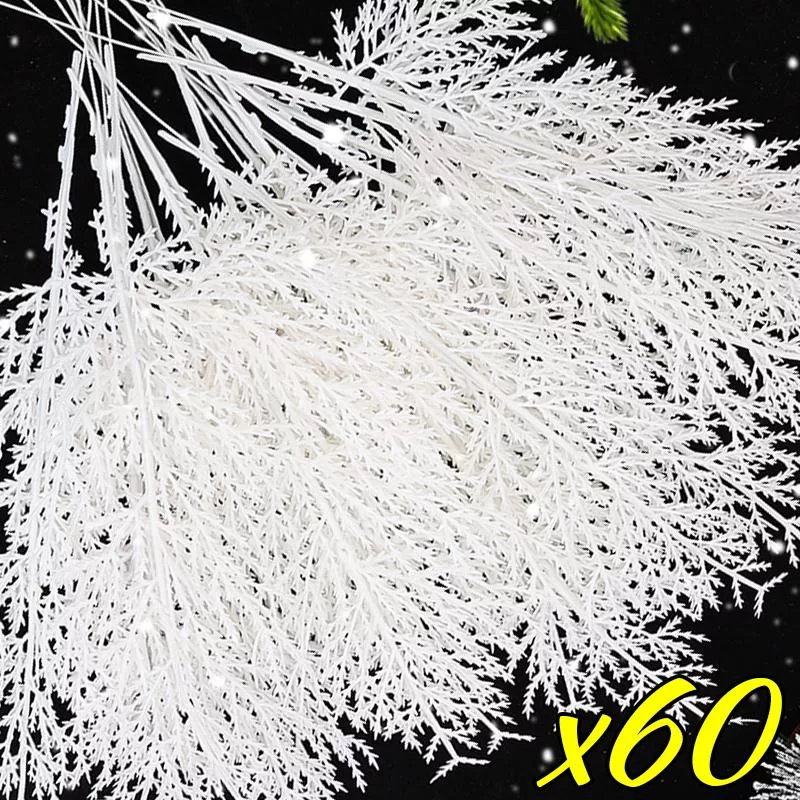 60/10 шт. Рождественские белые сосновые иголки DIY венок искусственные растения — для участок — фото 4
