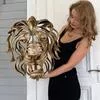 Большая золотая голова льва Настенная художественная скульптура Полая смоляная — для участок — фото 9