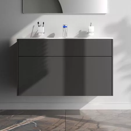 Тумба под раковину 100 AM.PM Inspire 2.0 M50AFHX1003GM подвесная графит матовый — для хранение — фото 2