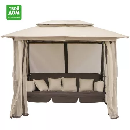 Диван-качели с крышей Linya 275х200х186/235см коричневый — для отдых