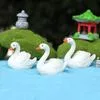 Миниатюрная фигурка лебедя Мини Белый лебедь Статуэтка из смолы Реалистичное украшение — для декор