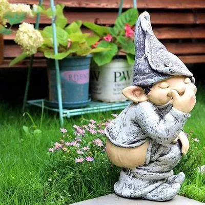Игривый садовый гном Милая полимерная скульптура подходит для украшения — для участок — фото 3