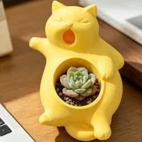 Цветочный горшок Форма зевающего кота Цельнолитой — для участок — фото 2