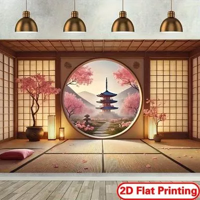 2D гобелен «Сад сакуры» для декора в японском стиле 47.2x31.5inch/120*80cm — для участок — фото 3