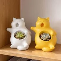 Цветочный горшок Форма зевающего кота Цельнолитой — для участок — фото 2
