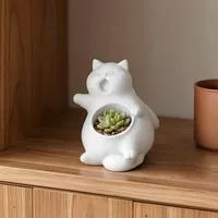 Цветочный горшок Форма зевающего кота Цельнолитой — для участок — фото 2