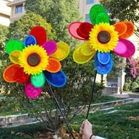 Подсолнух Вертушка Цветные Блестки Складная — для участок — фото 2