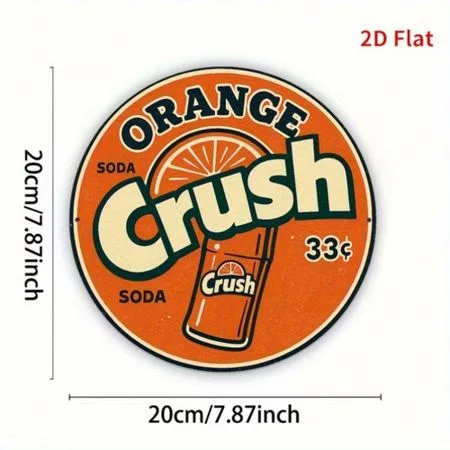Винтажная металлическая жестяная вывеска Orange Crush Soda Ретро Круглый настенный — для участок
