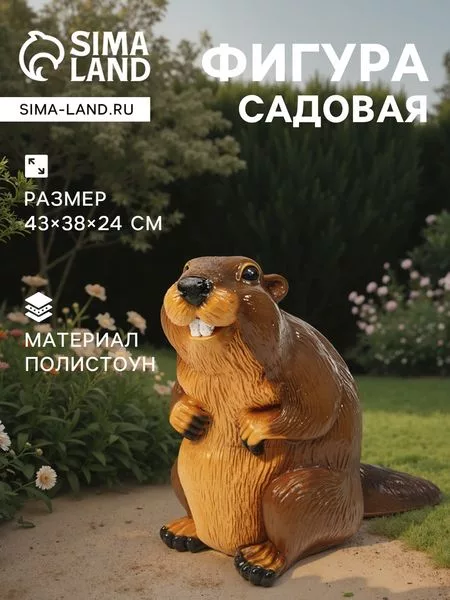 Садовая фигура из полистоуна «Бобер» — для огород