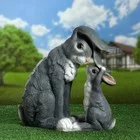 Садовая фигура из полистоуна «Зайчиха и зайчонок» — для огород — фото 9