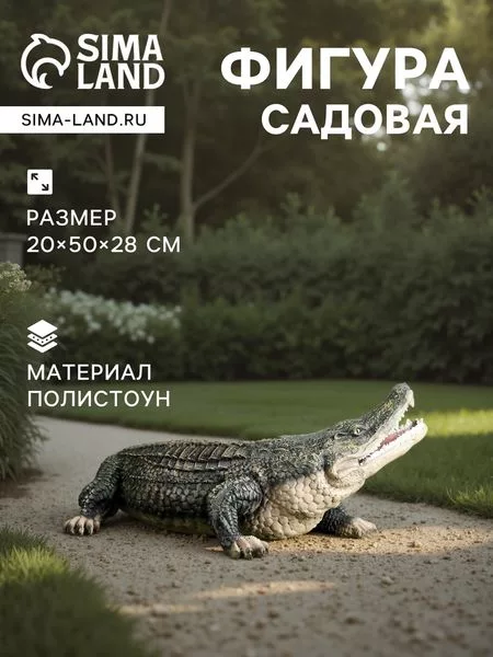 Садовая фигура из полистоуна «Крокодил» — для огород — фото 6