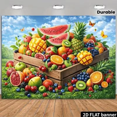 2D Яркий Летний Ящик с Фруктами Садовый Фон для Фотосъемки 47.2x31.5inch/120*80cm — для хранение — фото 3