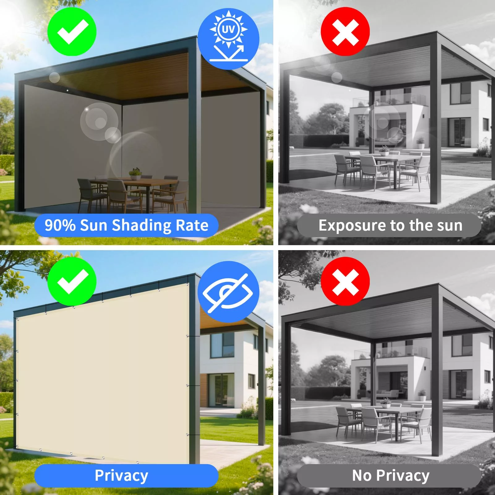 Водонепроницаемый тент 95% защита от УФ-лучей Солнцезащитный парус Садовый экран — для участок — фото 5