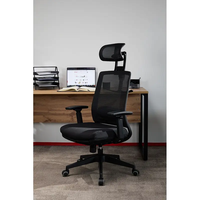 Кресло для руководителя Комус Мебель (Easy Chair) 520 черное (сетка/ткань — для хранение — фото 8