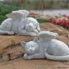 Смола Ангел Собака Кошка Статуя Садовое Украшение Щенок Надгробие Скульптура — для участок