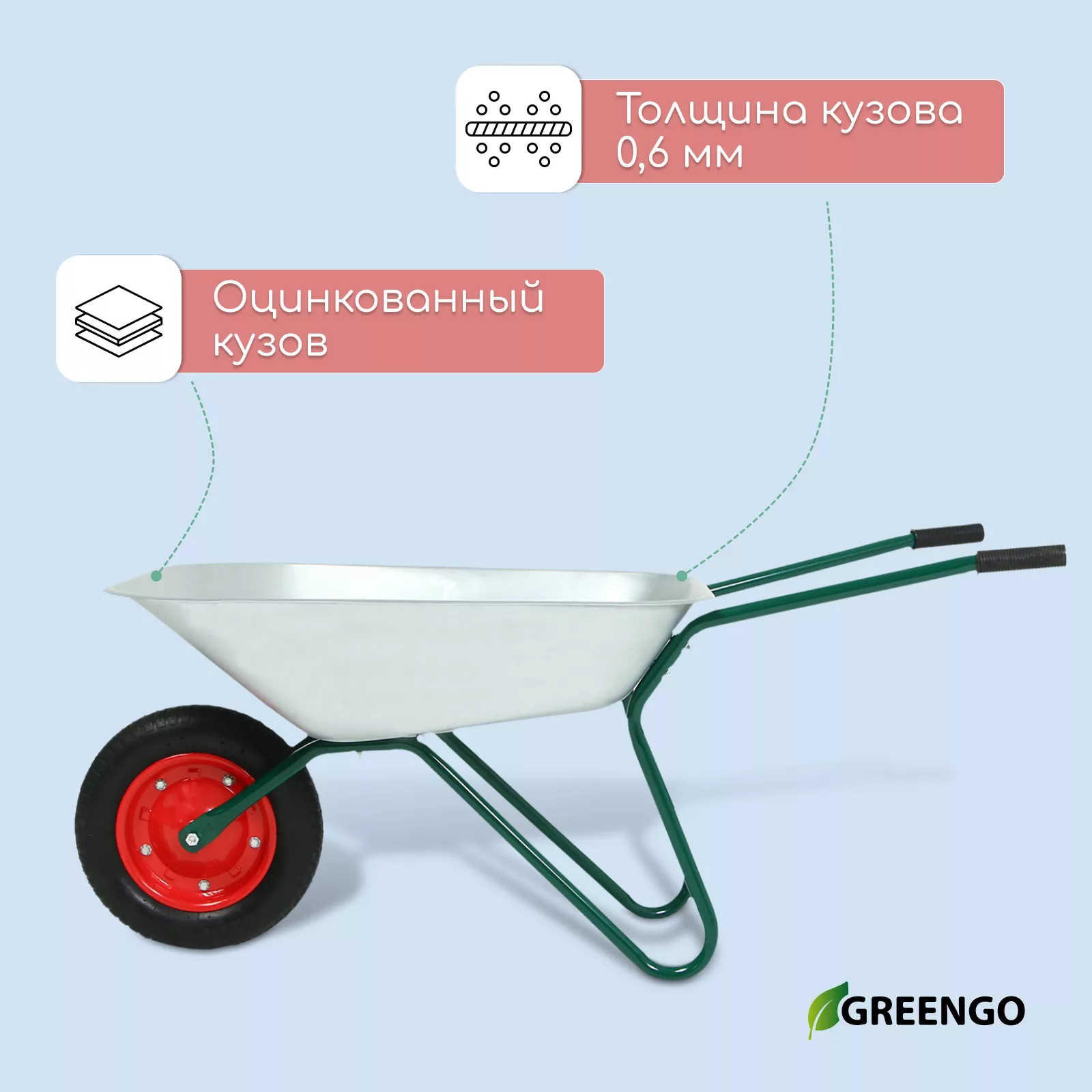 одноколёсная: груз/п 120 кг — для инструмент — фото 2