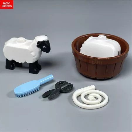 MOC Кубики Животные Овцы Ферма Козы Овчарня Огород Сцены Аксессуары Модель из Строительных — для огород