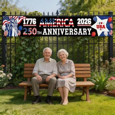Баннер ко Дню Независимости США 4 июля 250-летие Памятный флаг 1776-2026 Двусторонний — для участок — фото 3