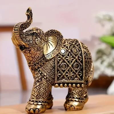 Ретро Привлекательность Богатство Смола Слон Счастливая Скульптура Антикварный — для участок — фото 3
