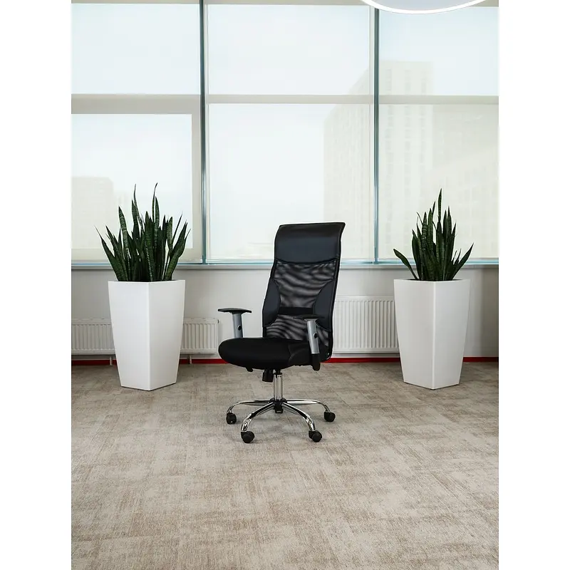 Кресло для руководителя Комус Мебель (Easy Chair) 577 черное (экокожа/сетка/ткань — для хранение — фото 5