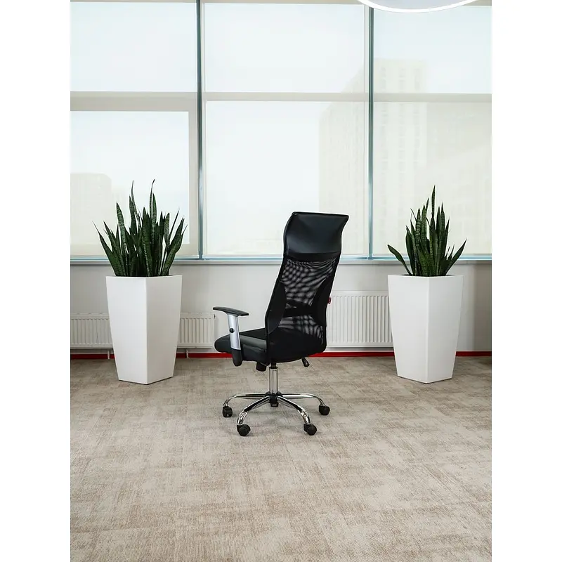 Кресло для руководителя Комус Мебель (Easy Chair) 577 черное (экокожа/сетка/ткань — для хранение — фото 6