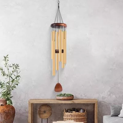 Yousheng Retro Wind Chime с 6 алюминиевыми трубками S-образный крючок натуральная — для участок — фото 3