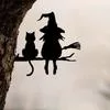 Симпатичный железный силуэт ведьмы и кошки - садовый колышек для пня дерева. Идеальное — для участок