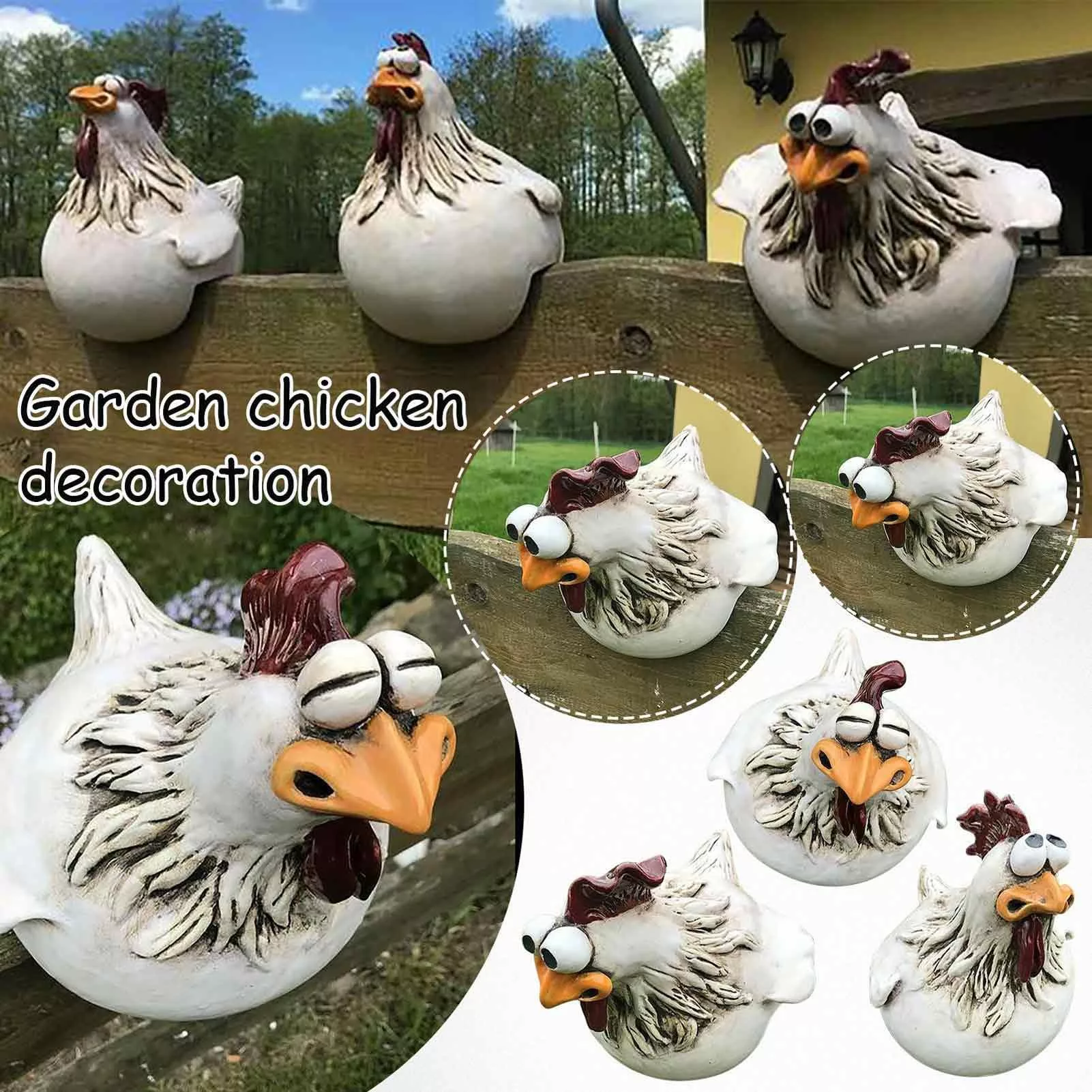 1 шт. Декор для куриного забора Статуи Смола Сад Ферма Курица — для участок — фото 5