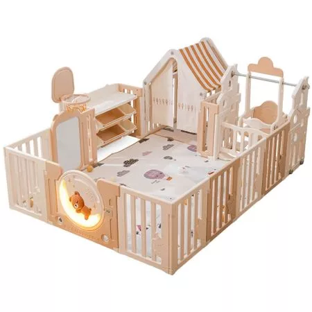 Детский манеж UNIX Kids DeLuxe House&Storage Camel 150x180 (PPLXSWHS180WC) — для отдых