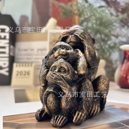 Орнамент из смолы Санбу Обезьяна Скульптура Офис Сад Садовый — для участок