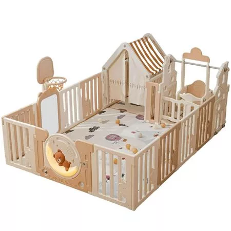 Детский манеж UNIX Kids DeLuxe House Camel 180х200 (PPLXSWH200WC) — для отдых